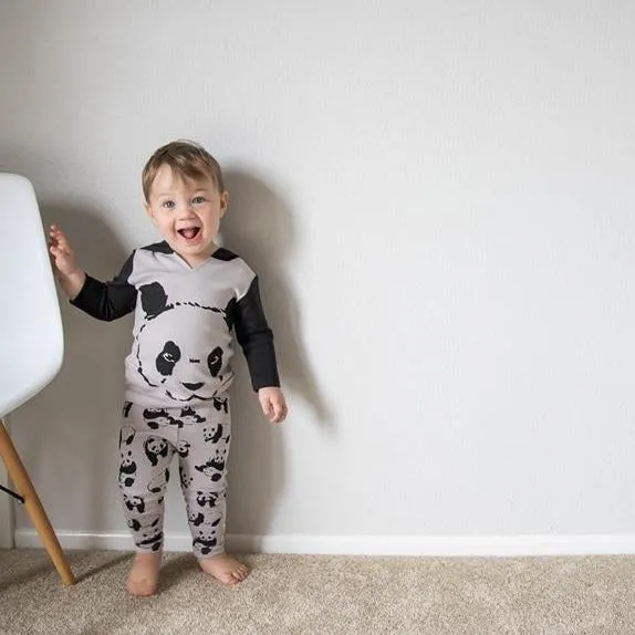 L'ovedbaby Organic Long Sleeve Hoodie (Light Gray Panda)