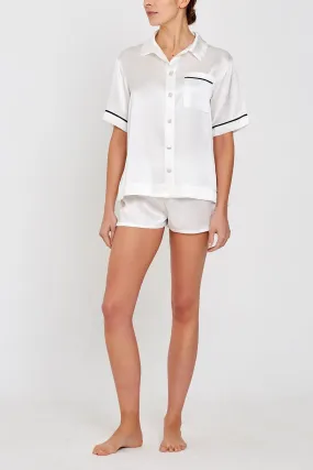 Lulu Ivory Short-sleeved Silk Sleep Shirt