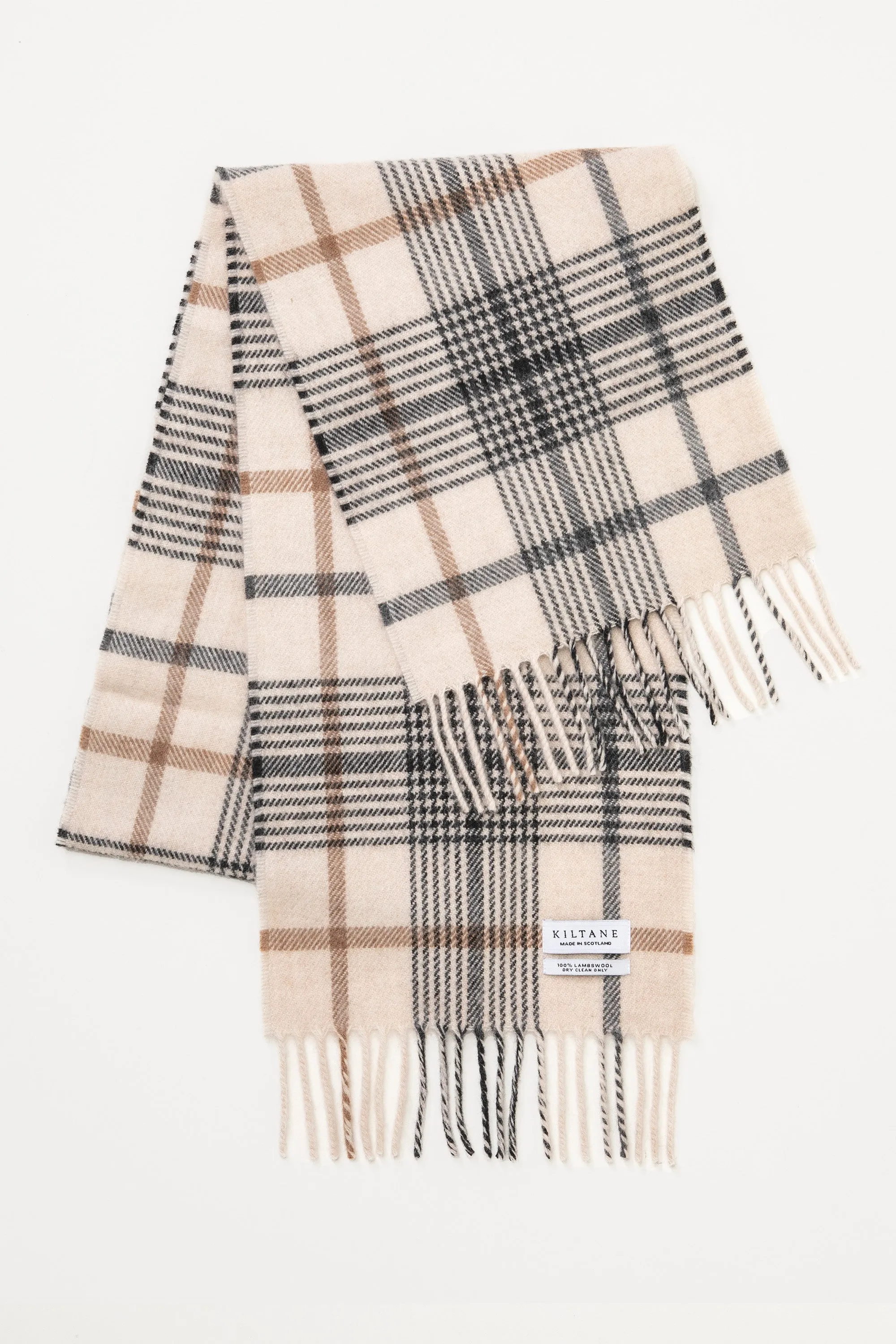 Made in Scotland Lambswool Scarf - Fingask Check Mouflon