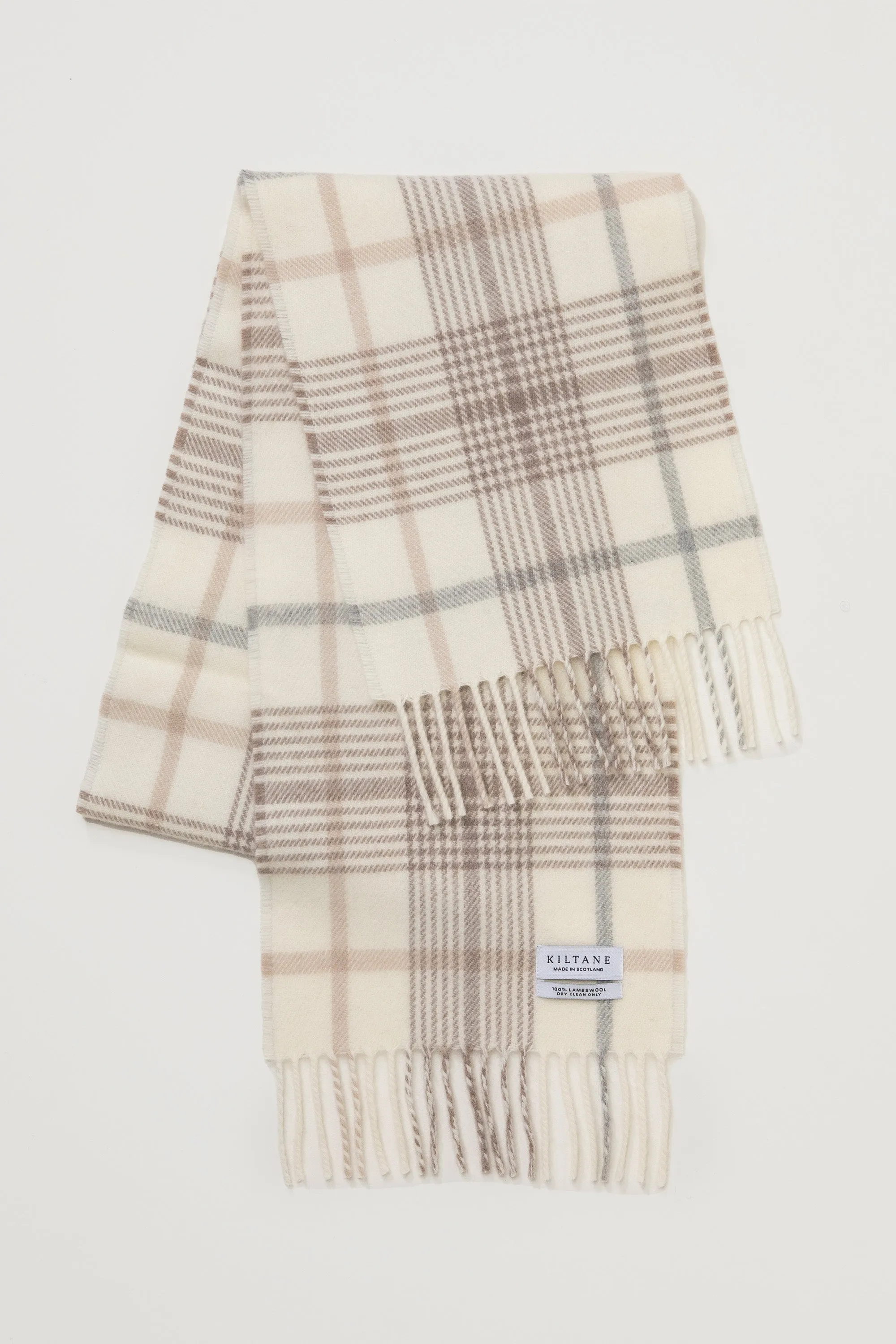 Made in Scotland Lambswool Scarf - Fingask Check Sandstone