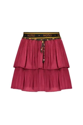 Maroon Pleated Ruffle Skirt Nikki