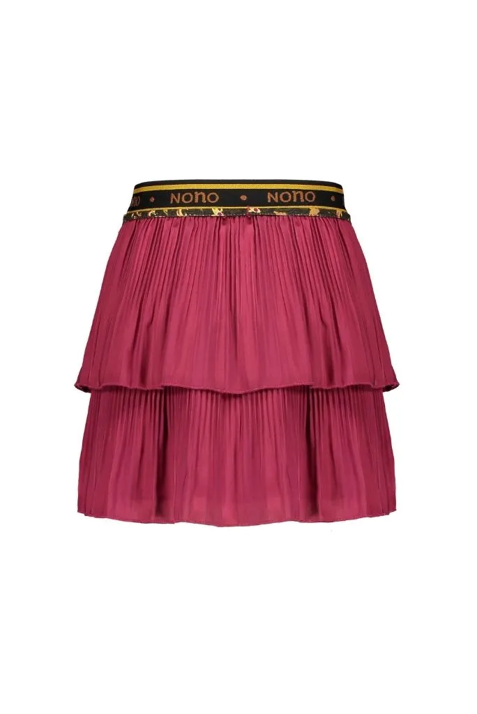 Maroon Pleated Ruffle Skirt Nikki