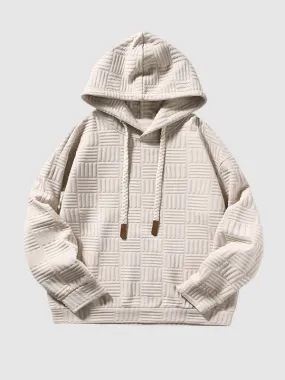 Men's Geometric Texture Loose Fit Jacquard  Hoodie