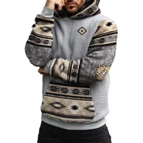 Men's Polar Fleece Retro Hooded Sweatshirt 77393044YM