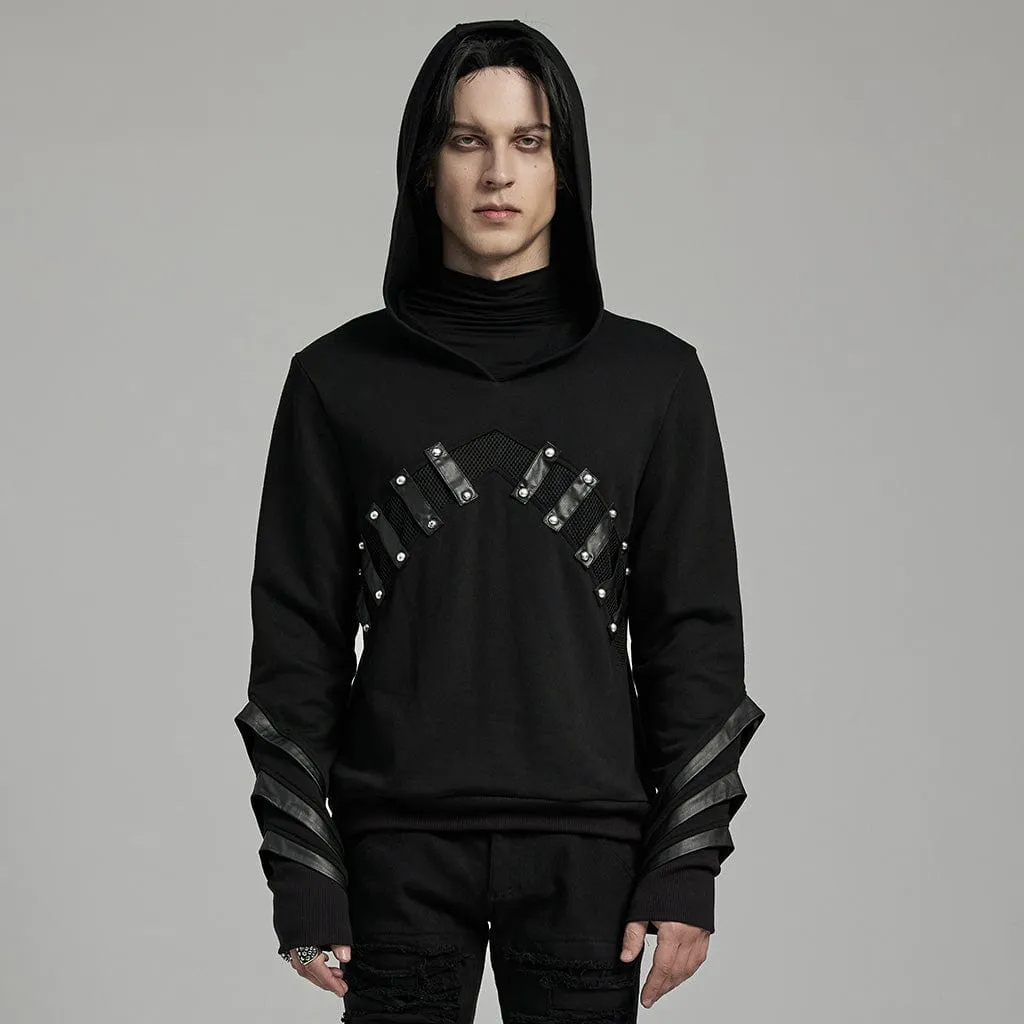 Men's Punk Mesh Splice Layered Hoodies