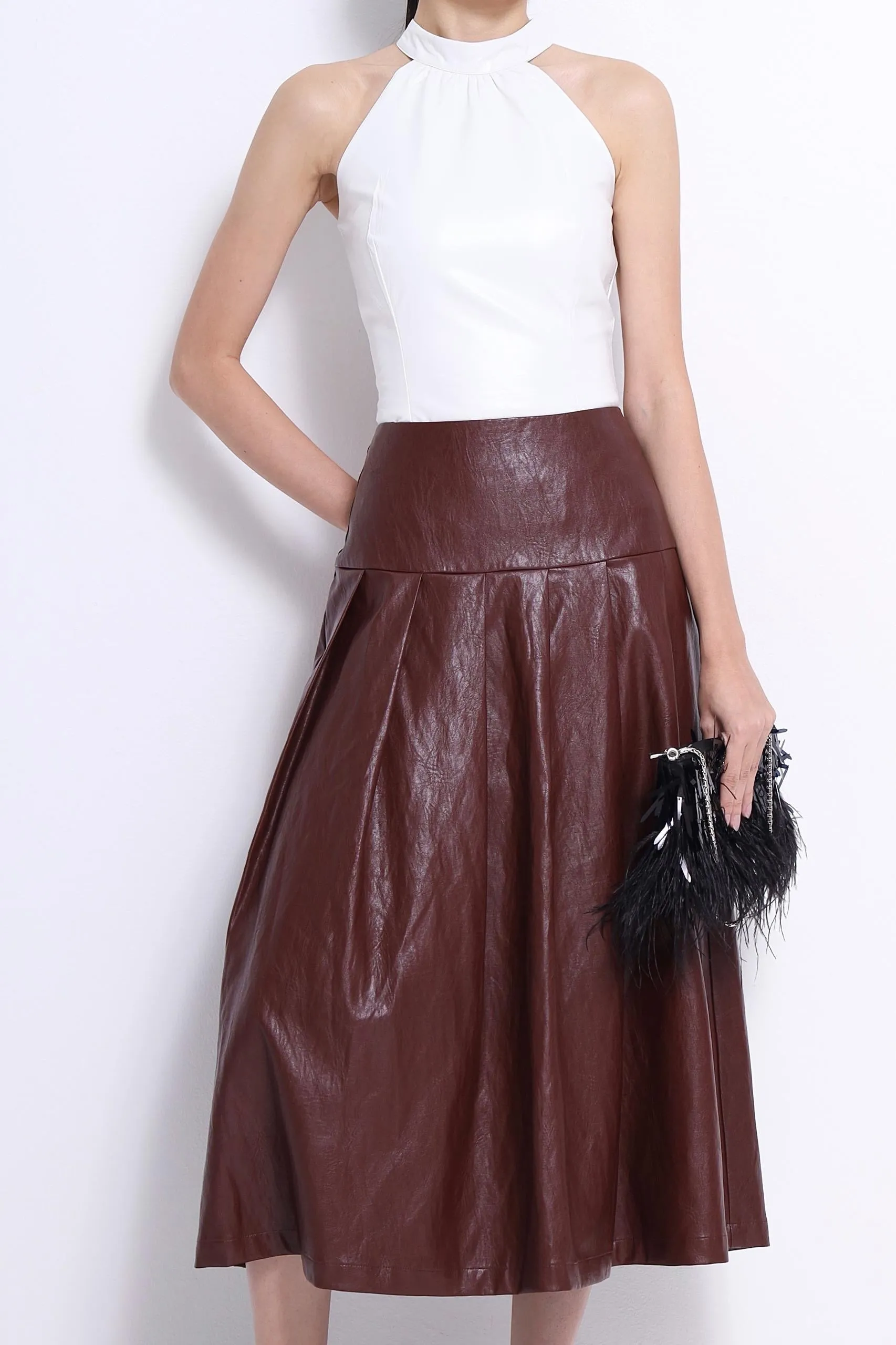 Mina Faux Leather Aline Skirt