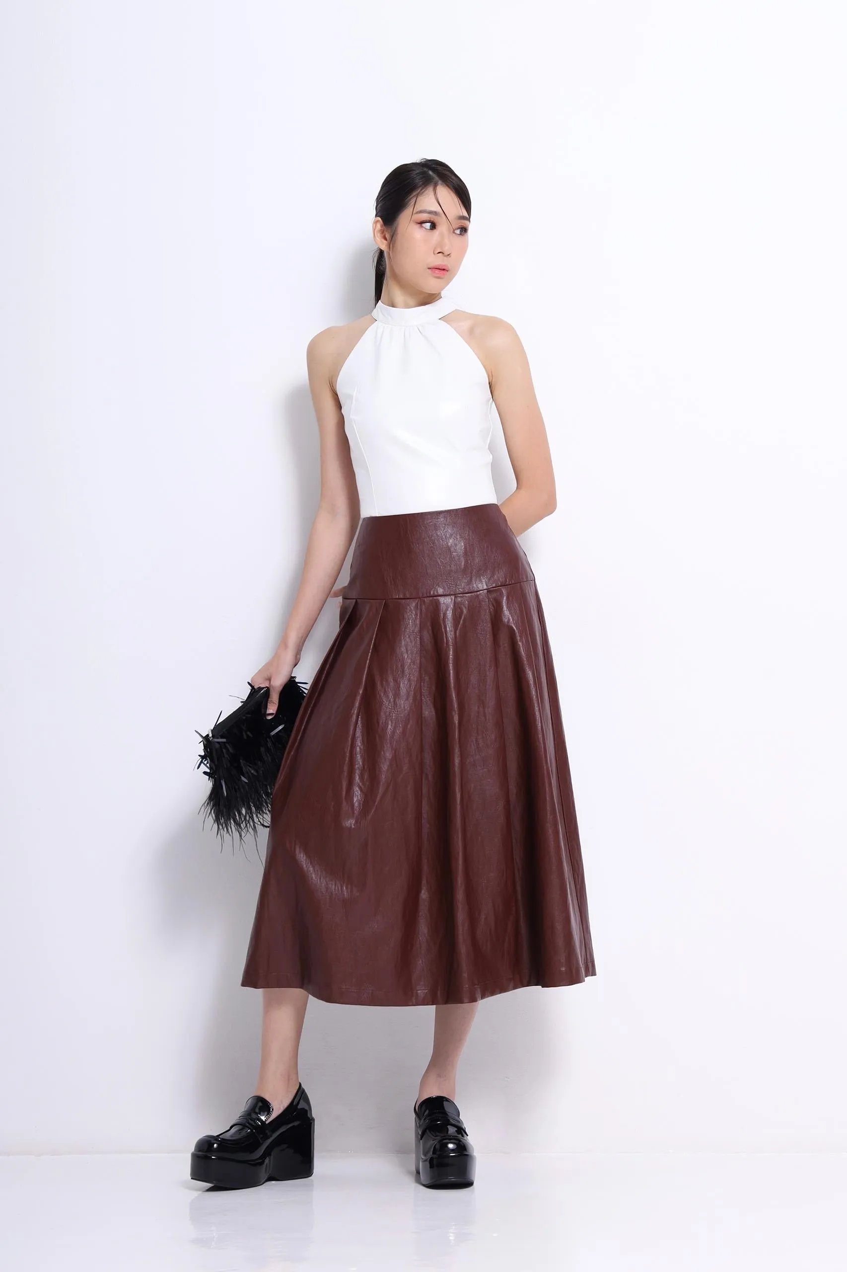 Mina Faux Leather Aline Skirt