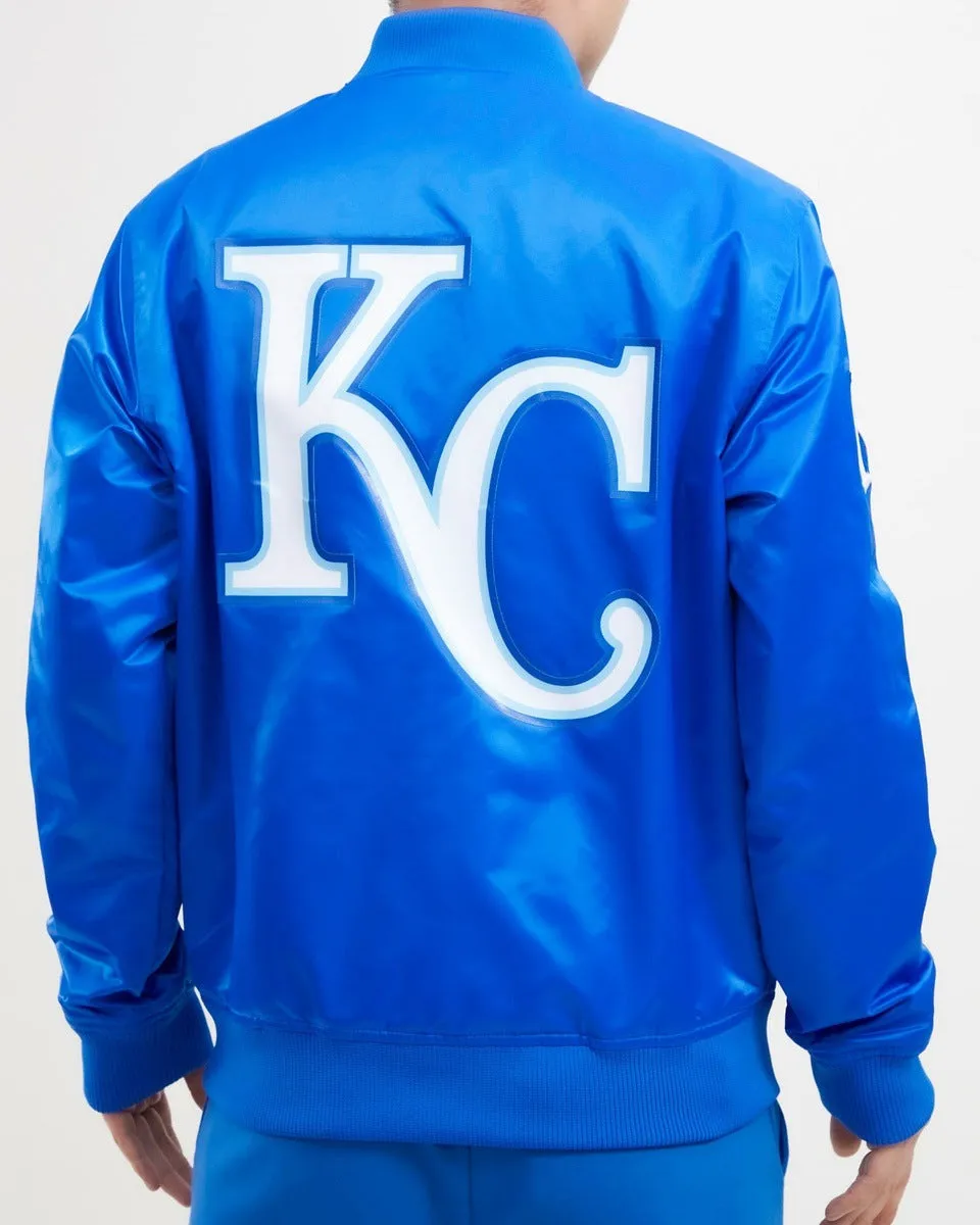 MLB KANSAS CITY ROYALS BIG LOGO MEN'S SATIN JACKET (ROYAL BLUE)