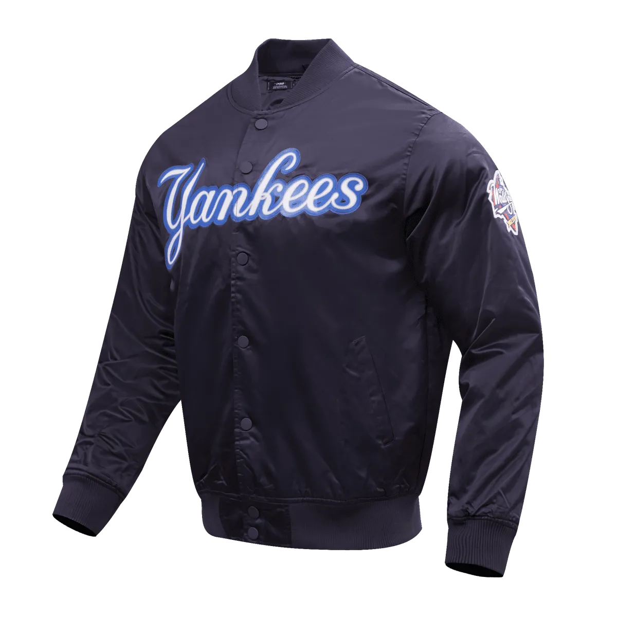 MLB NEW YORK YANKEES BIG LOGO MEN'S SATIN JACKET (MIDNIGHT NAVY)