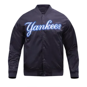 MLB NEW YORK YANKEES BIG LOGO MEN'S SATIN JACKET (MIDNIGHT NAVY)