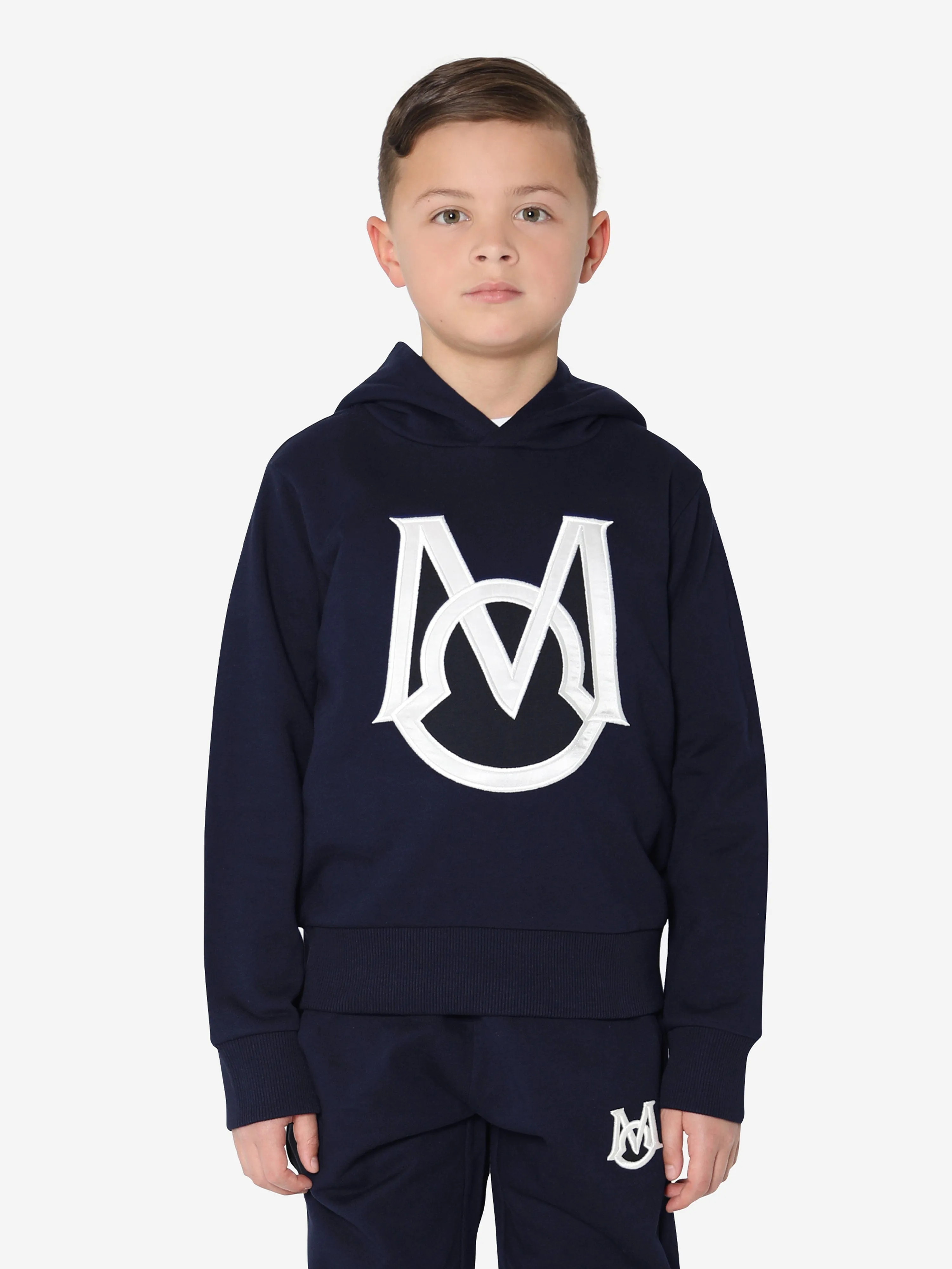 Moncler Enfant Boys Logo Hoodie in Navy