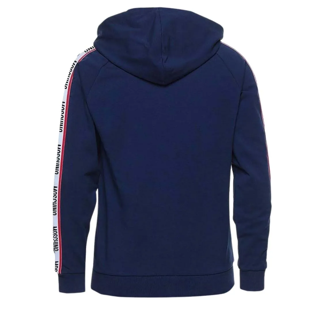 Moschino Tape Logo Navy Blue Zip Hoodie