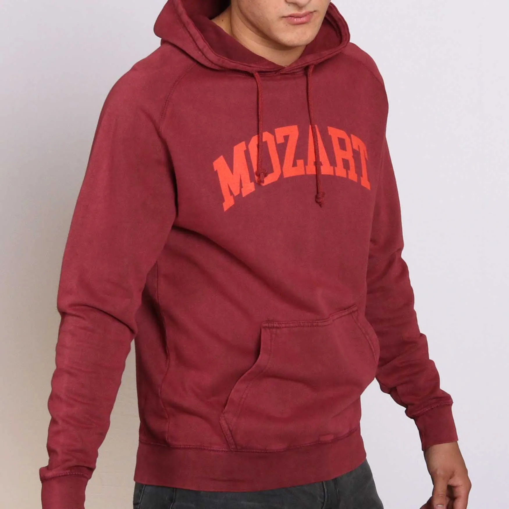 Mozart Garment Dyed Purple Rust Vintage Style Relaxed Fit Mens Hoodie