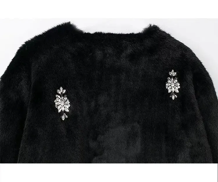 Nara - Embellished faux fur coat