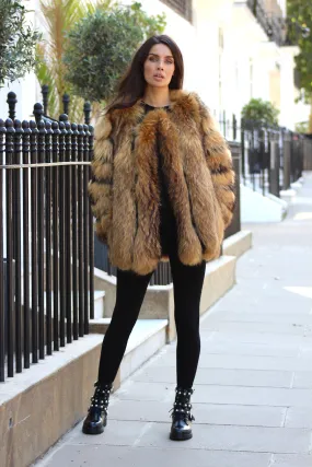 Natural Long Raccoon Coat