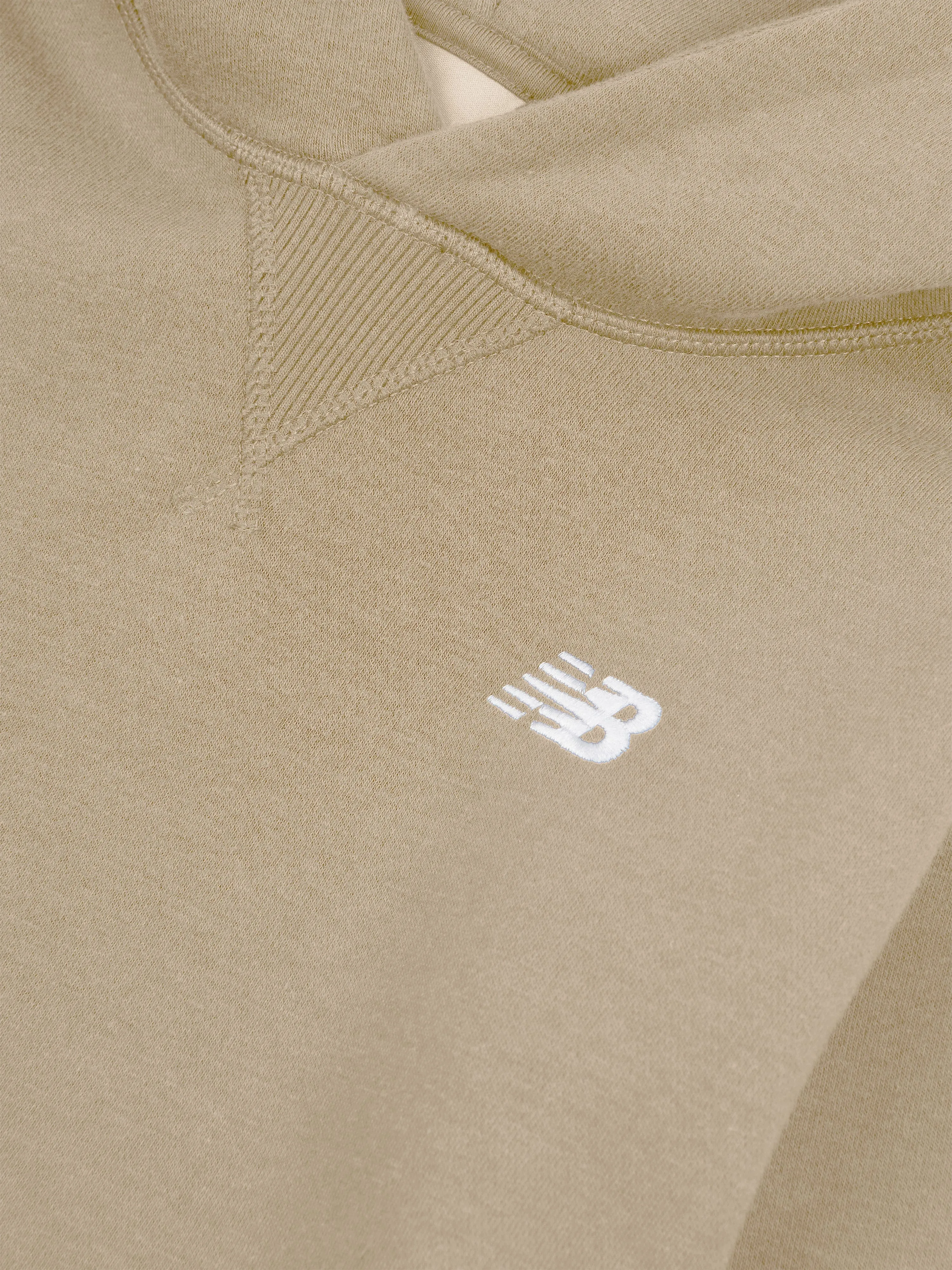 New Balance Boys Brush Back Small Logo Hoodie in Beige