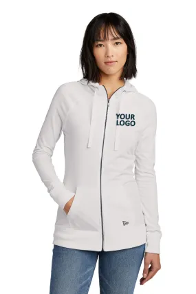 New Era Ladies Sueded Cotton Custom Zip Hoodies, White