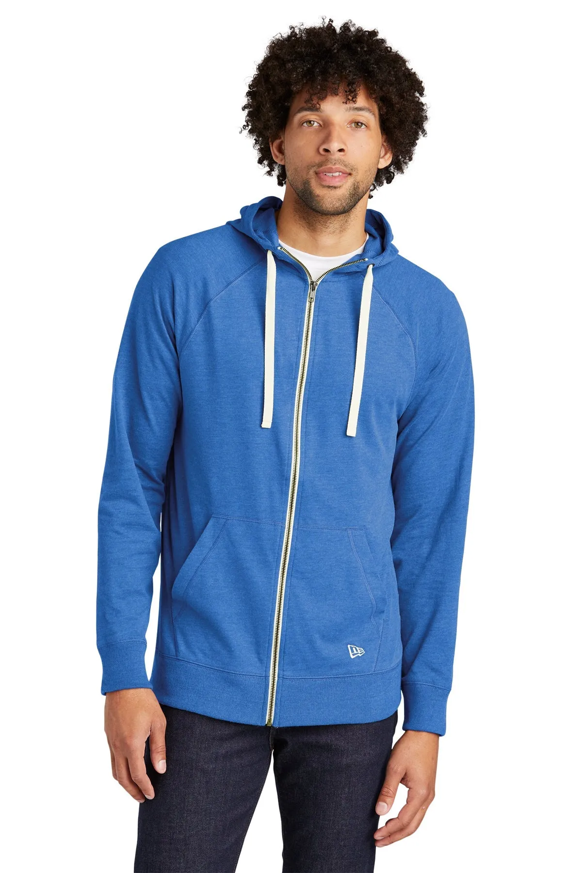 New Era Sueded Cotton Custom Zip Hoodies, Royal Heather