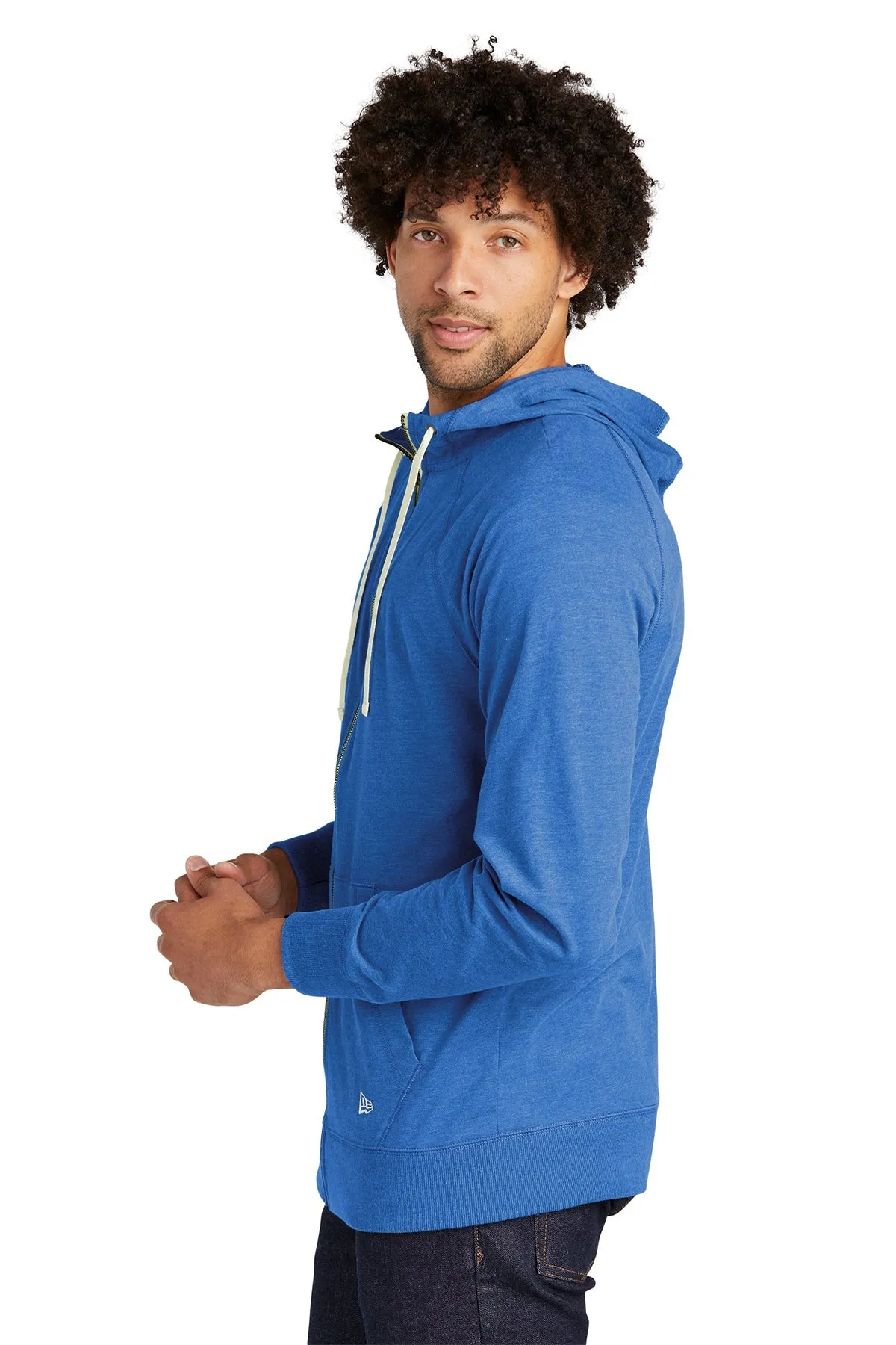 New Era Sueded Cotton Custom Zip Hoodies, Royal Heather