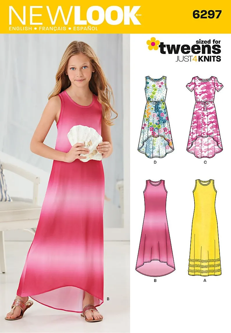 New Look Sewing Pattern 6297 Girls' Knit Dress