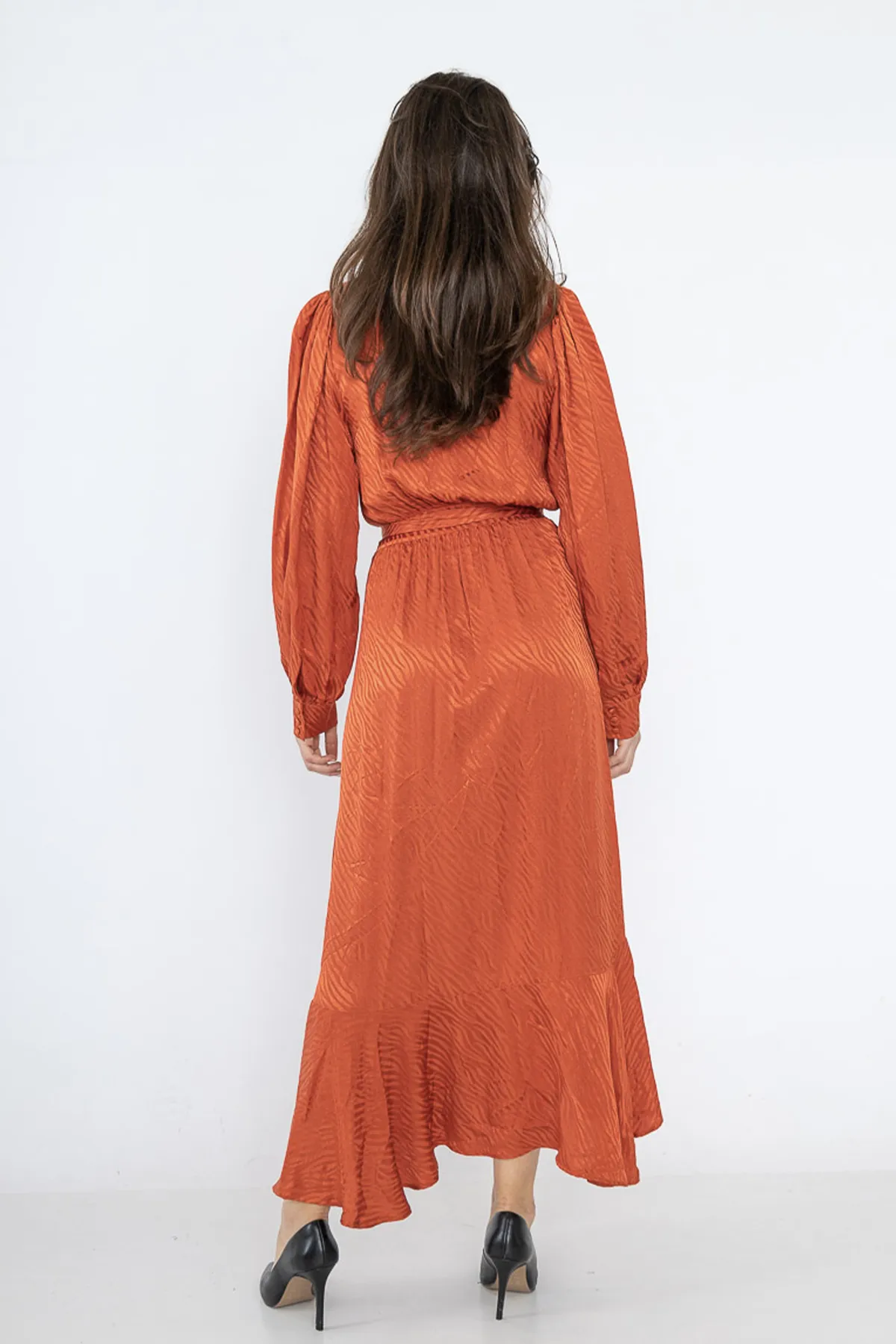 NICOLE LONG WRAP DRESS (RUST)