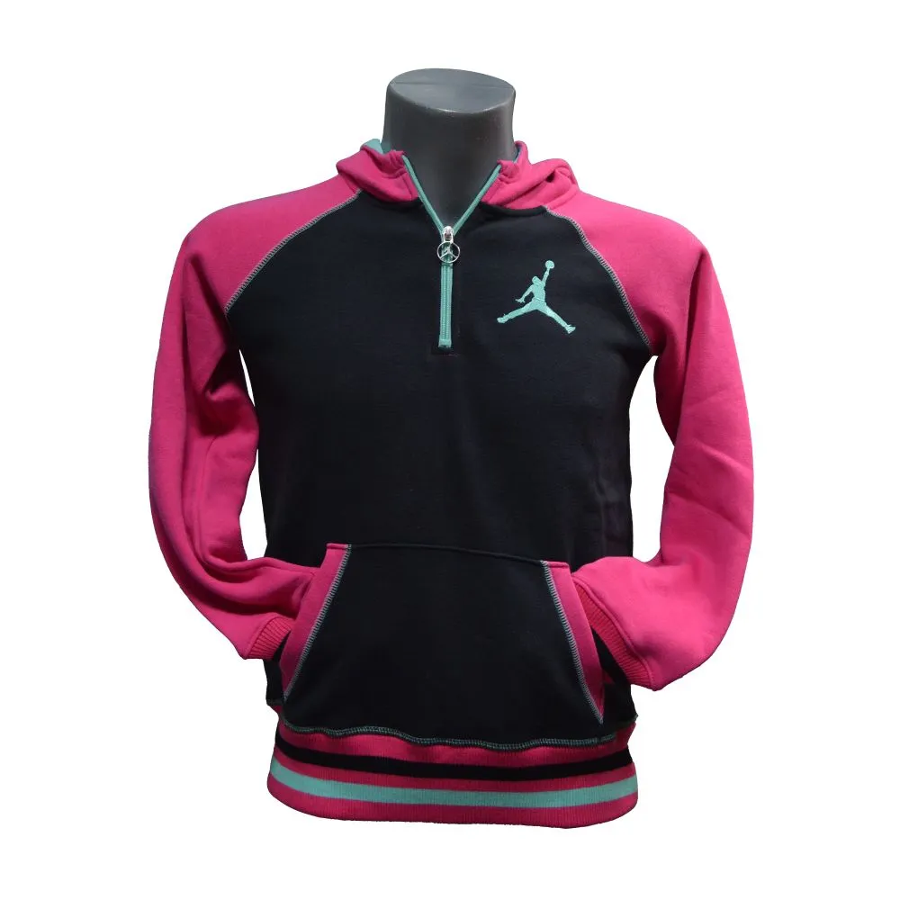 Nike Jordan Girls Fleece Hoodie Cosy warm 1-2 Zip Hoodie with hood Pink Black