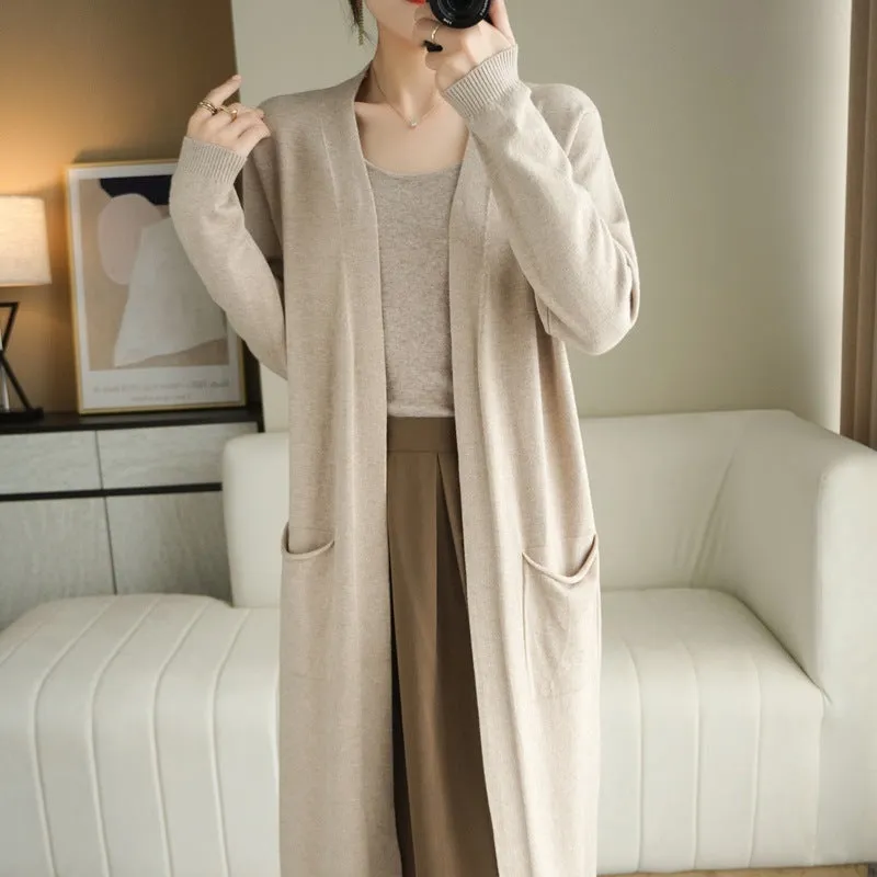 No Buckle Lazy Wind Fashion Long Cardigan Knitted Coat Women