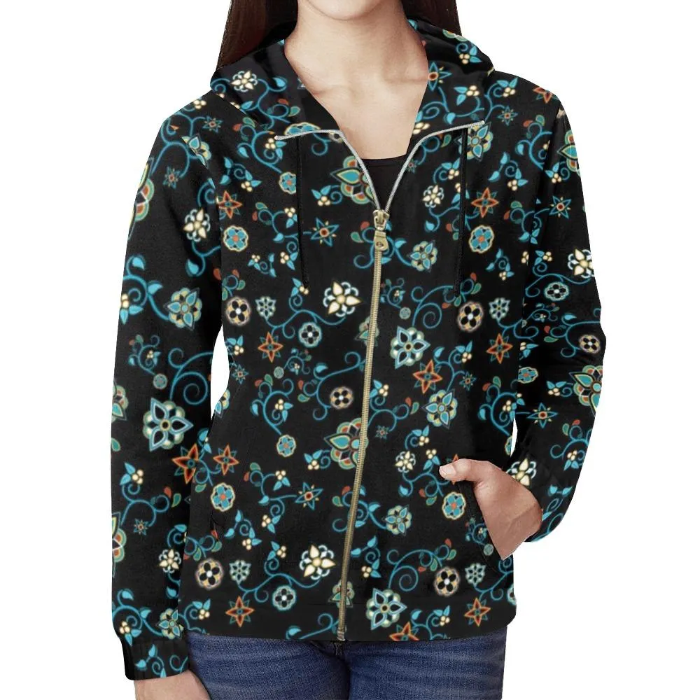 Ocean Bloom Full Zip Hoodie for Women