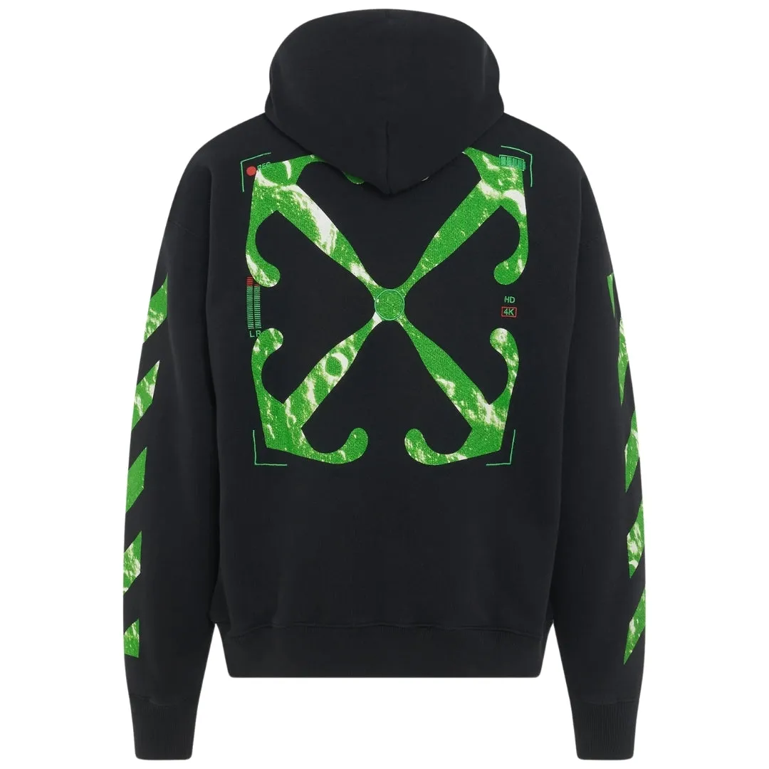 Off-White Moon Camera Design Skate Fit Black Zip-Up Hoodie