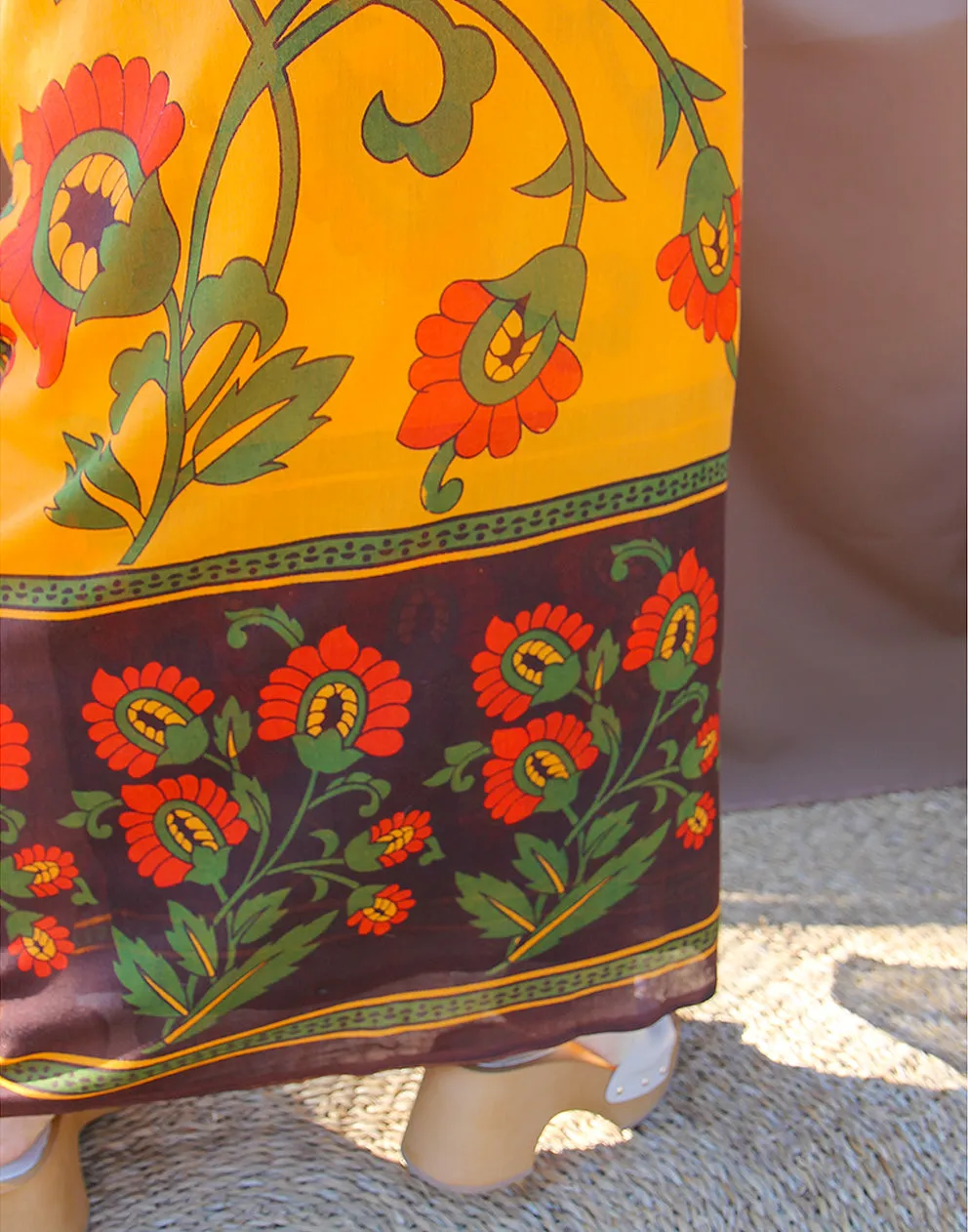 Orange Floral Print Sarong