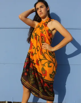 Orange Floral Print Sarong