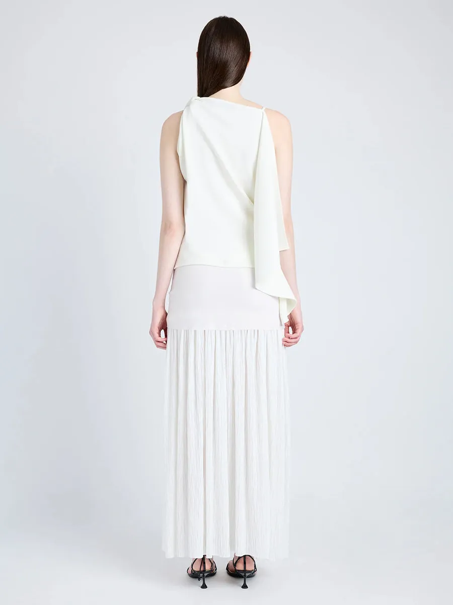 Paige Pleated Chiffon Skirt in Ivory