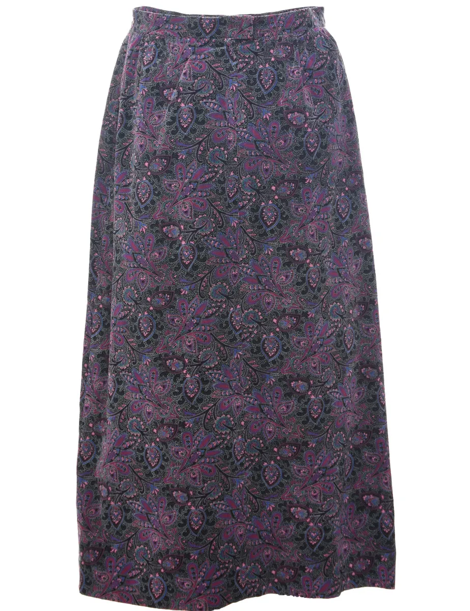 Paisley Print Pleated Skirt - M