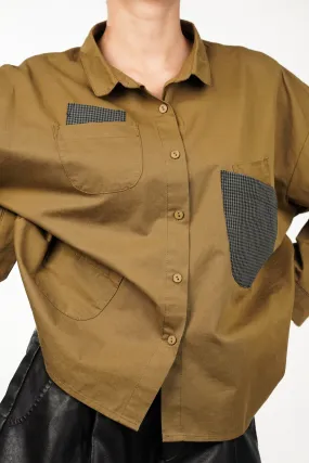 Peanut Brown Cotton Shirt With Multi Pockets