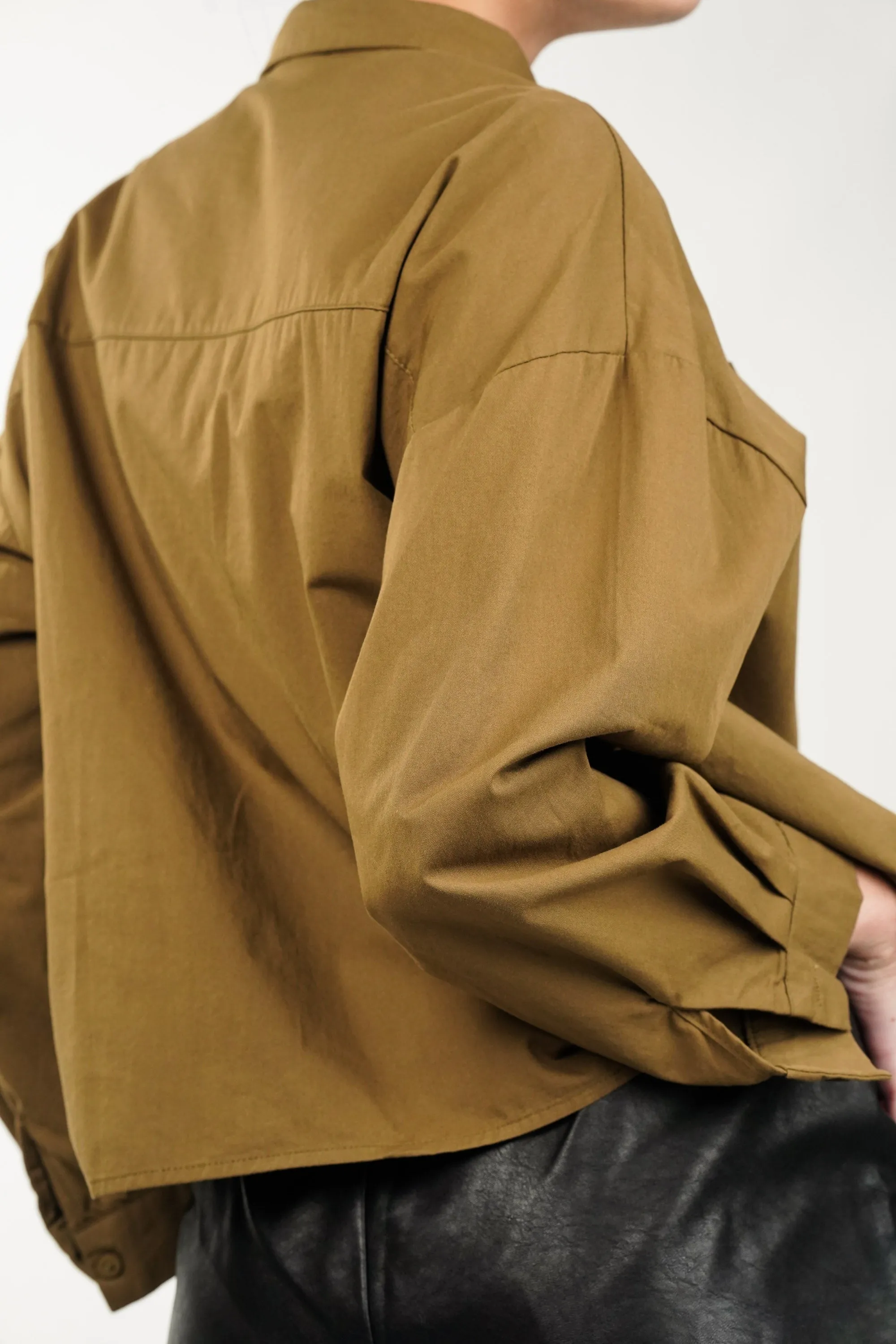 Peanut Brown Cotton Shirt With Multi Pockets