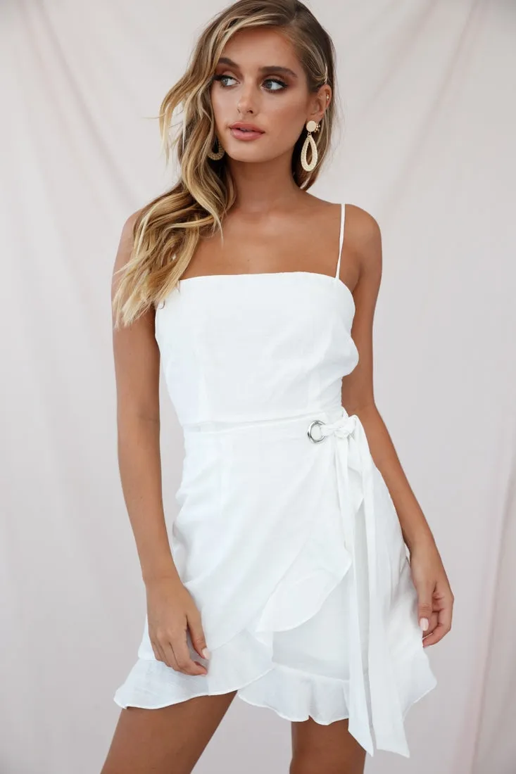 Pepita Cami Strap Wrap Dress White