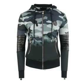 Philipp Plein Raiden Green Camo Zip Up Hoodie