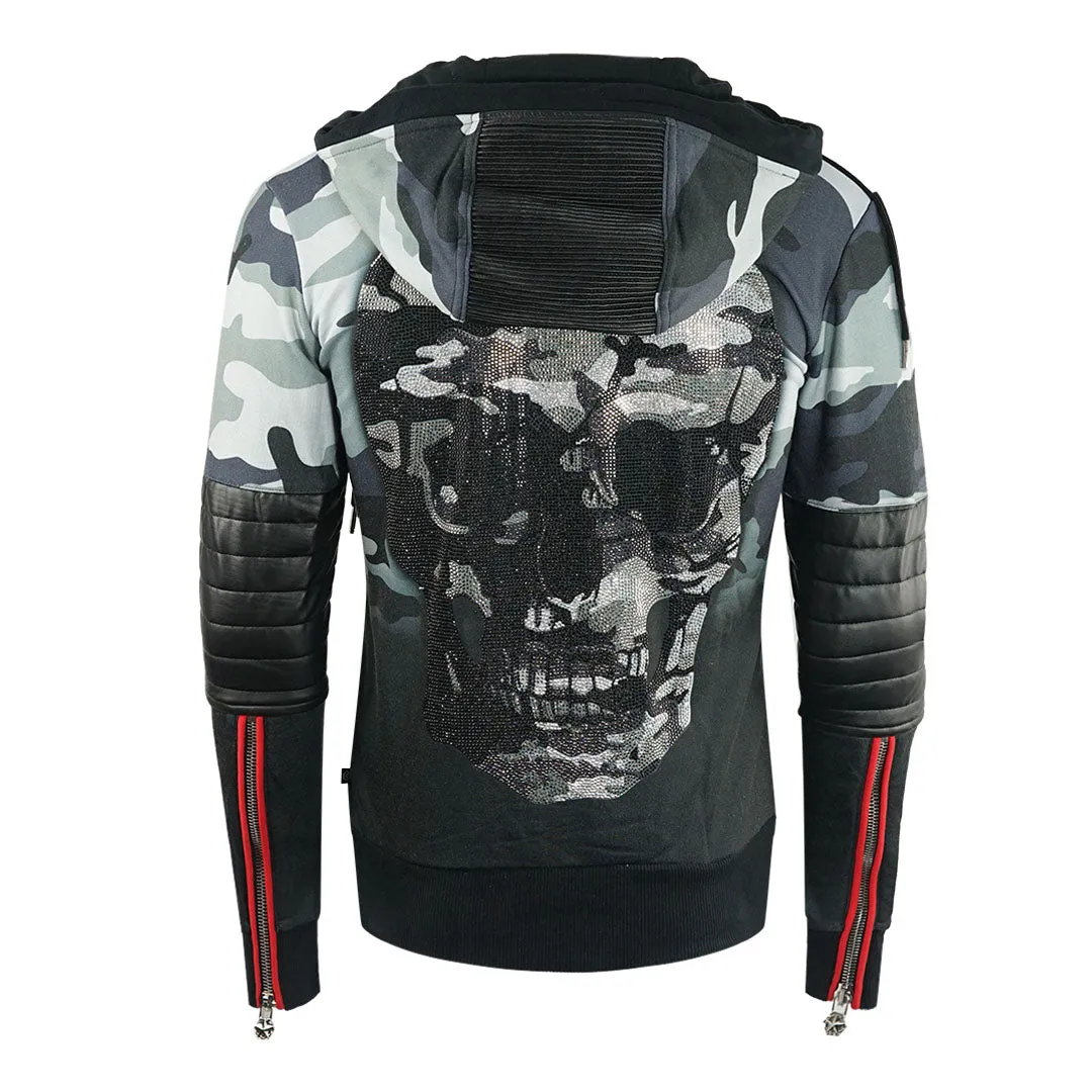 Philipp Plein Raiden Green Camo Zip Up Hoodie