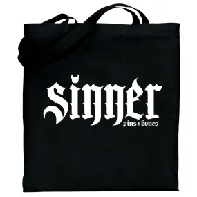 Pins & Bones Sinner, Goth Inspired, Black Gothic Tote bag