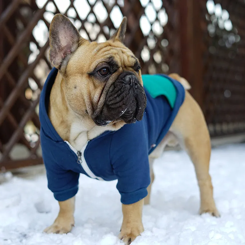 Plain Color Hoodie Coat With Pocket Dog Zip Up Jacket