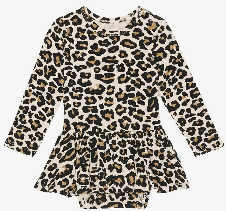 Posh Peanut Tan Lana Leopard L/S Twirl Skirt Bodysuit