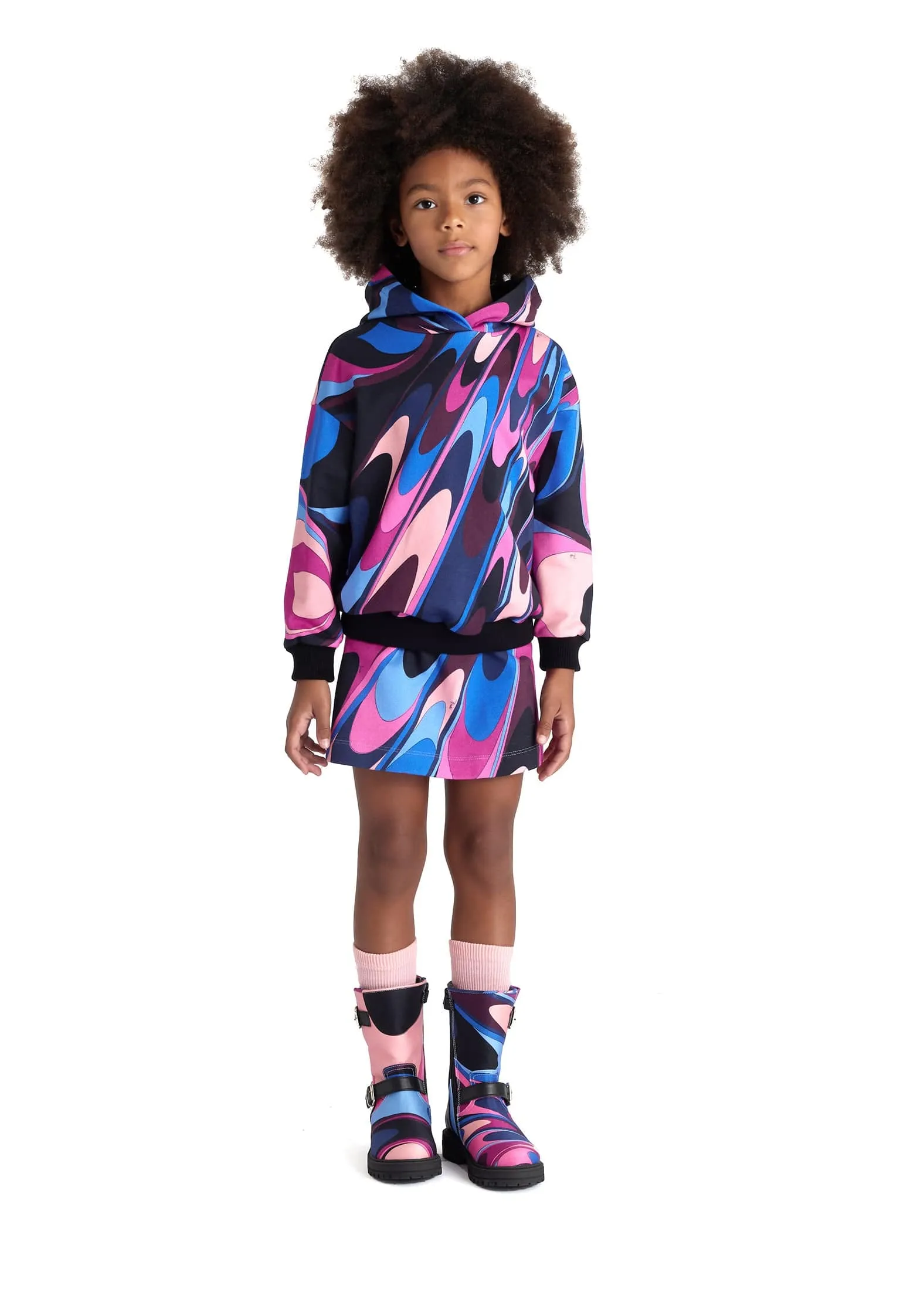 Pucci Girls Onde Print Hoodie in Multicolour