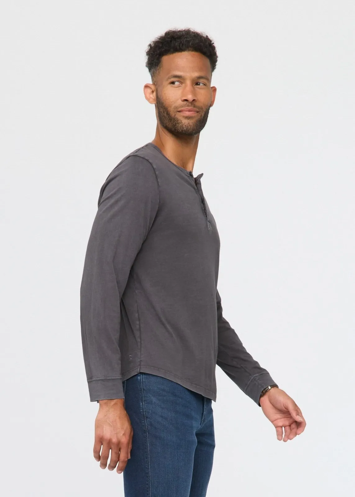 PurePima Vintage Henley - Washed Grey