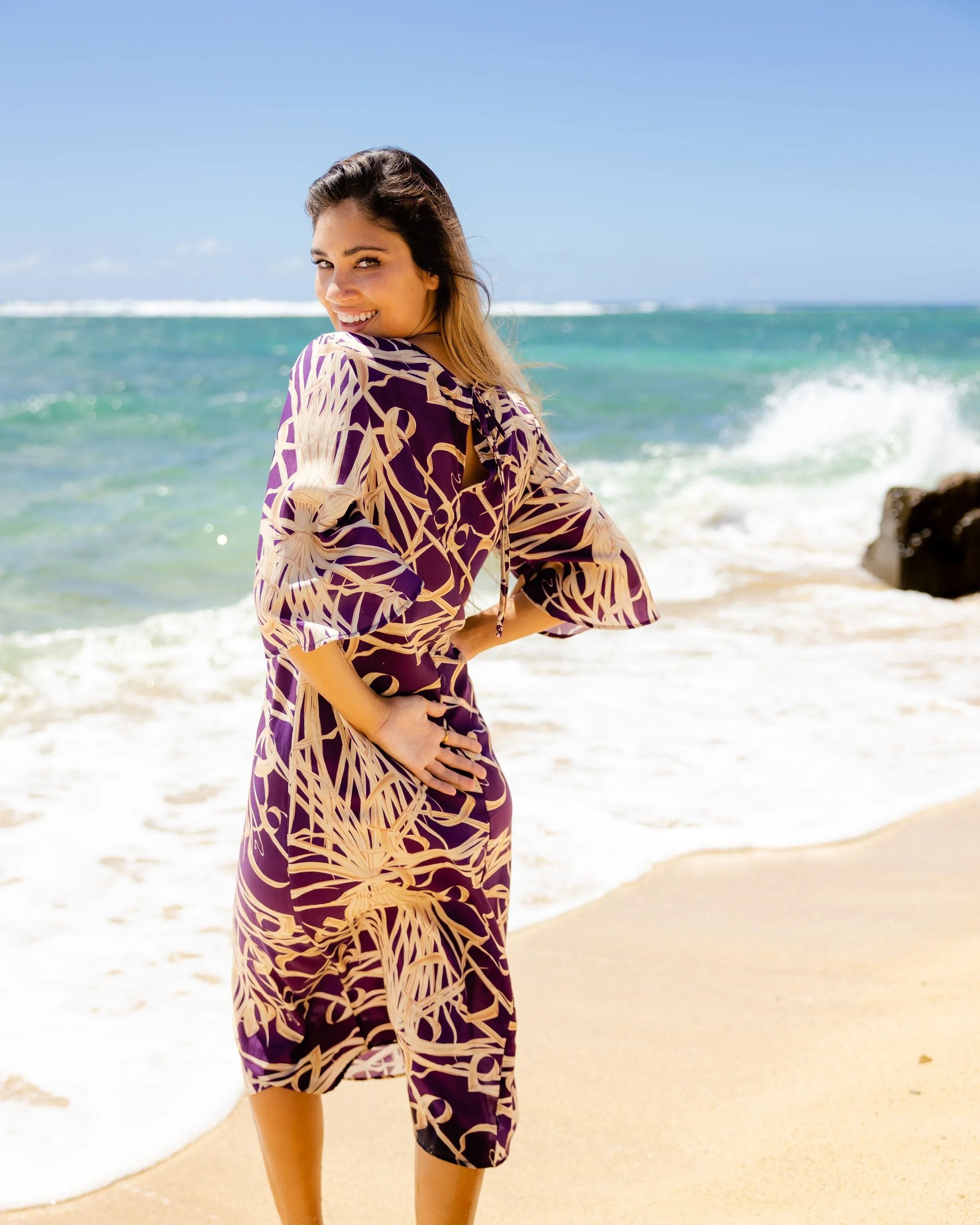 Purple Lauhala Midi Dress