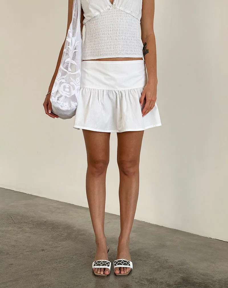 Raffita Mini Skirt in Poplin White