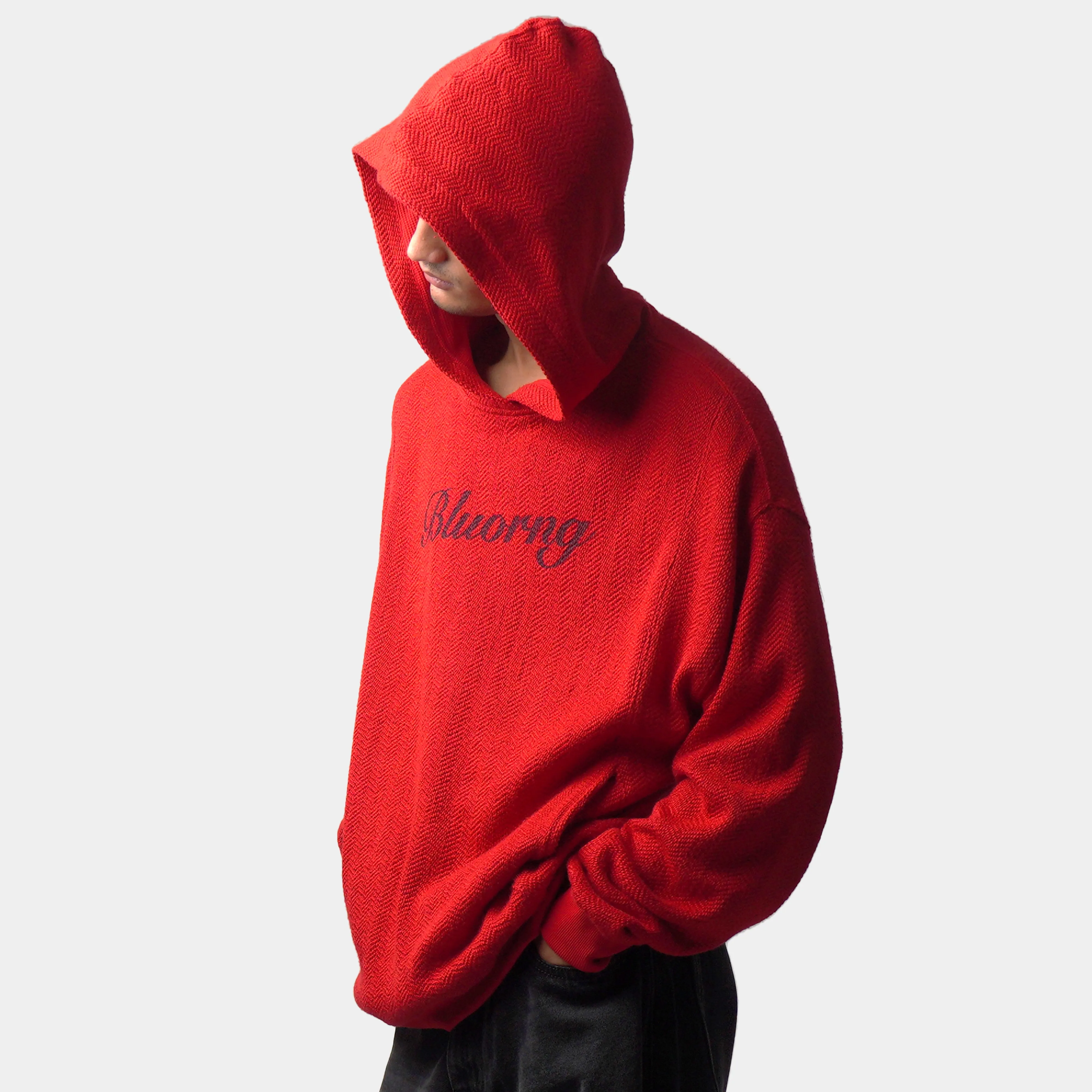 RED HERRINGBONE HOODIE