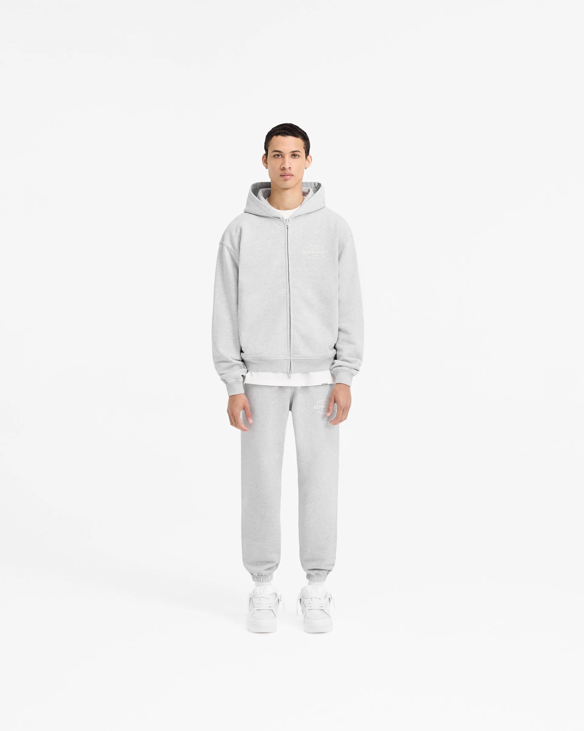 Represent Owners Club Stamp Zip Up Hoodie - Ash Grey