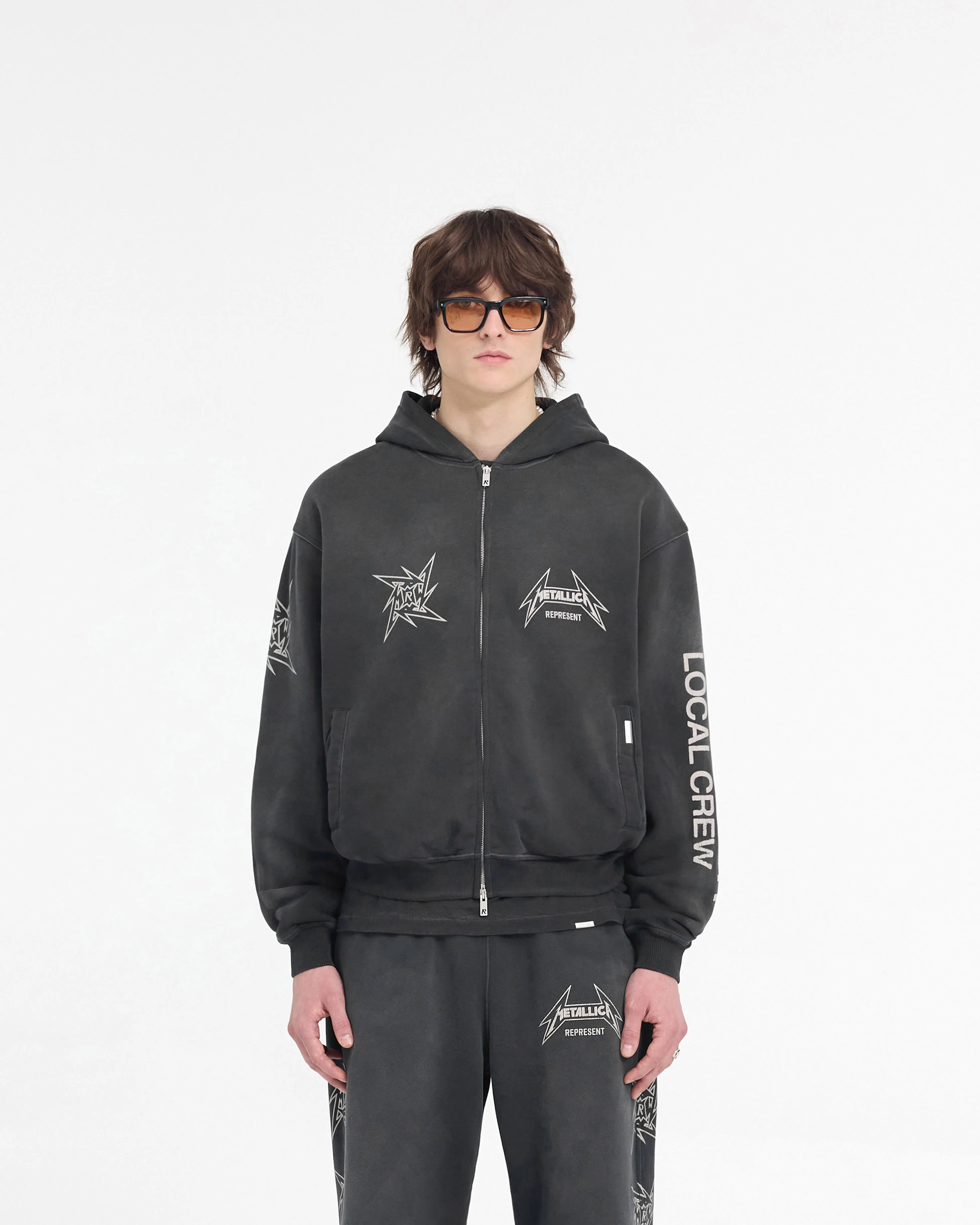 Represent X Metallica™️ Local Crew Zip Hoodie - Stained Black