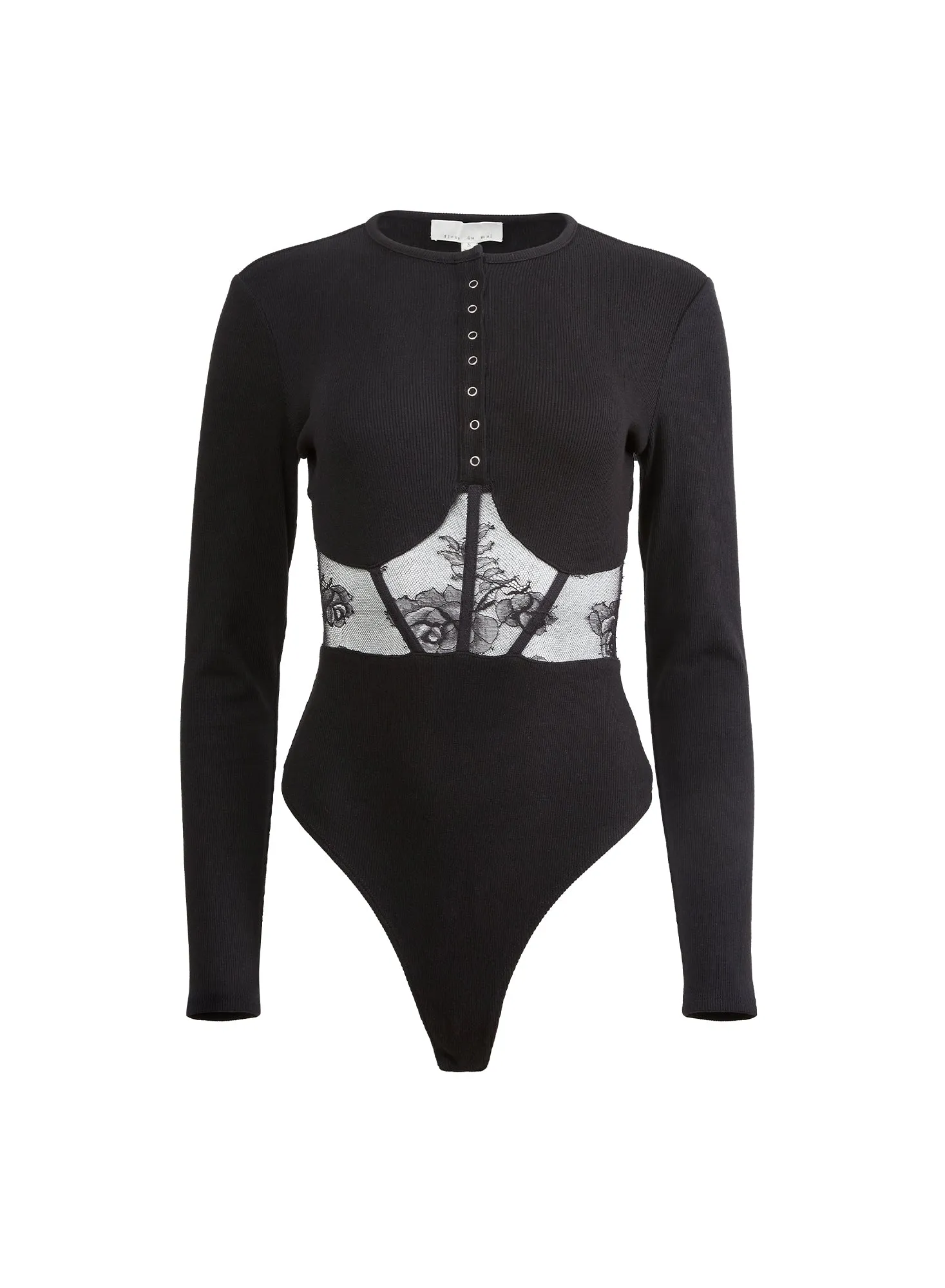 Rib & Bouquet Lace Underbust Bodysuit