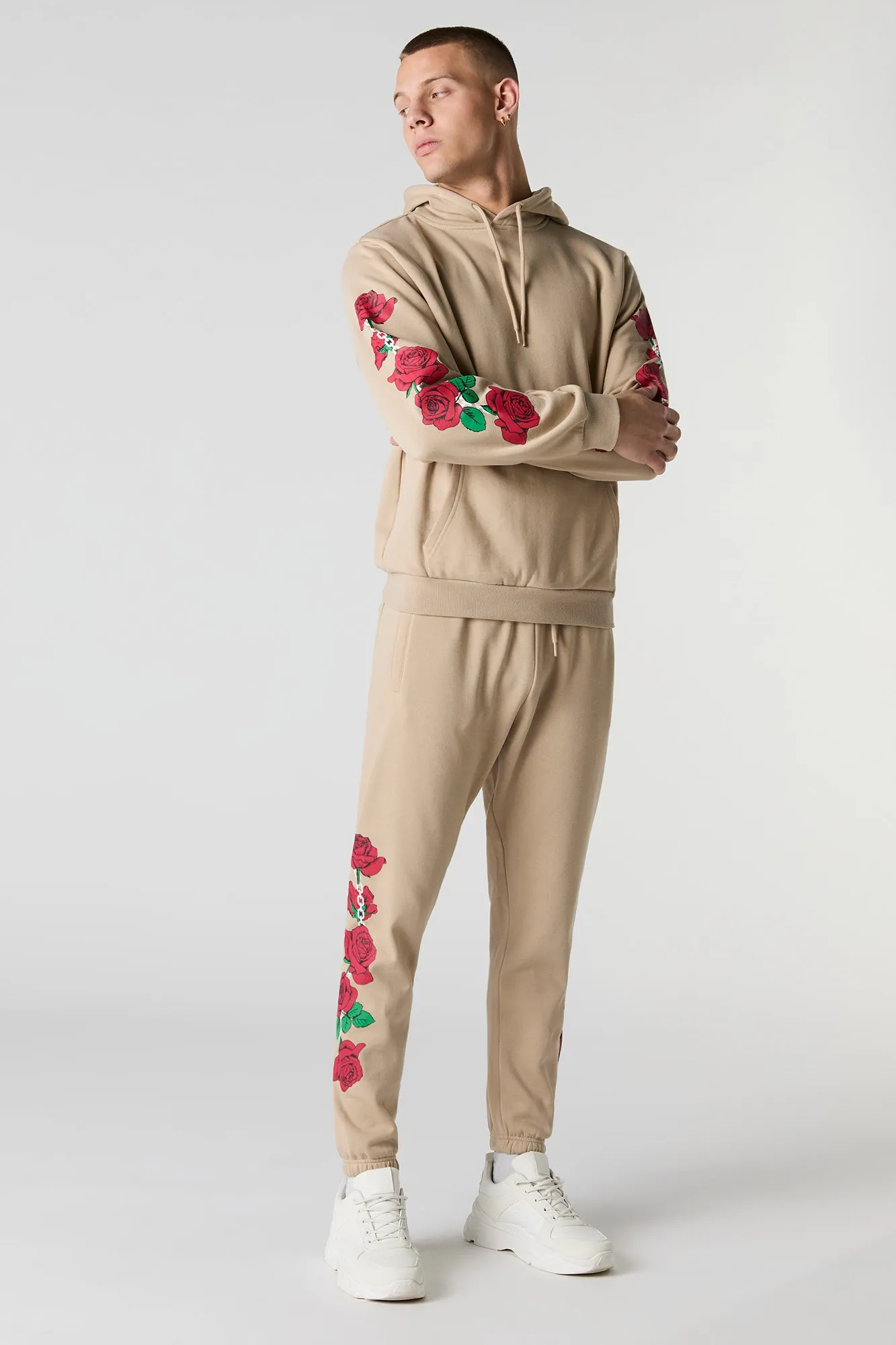 Rose Leg Graphic Fleece Jogger